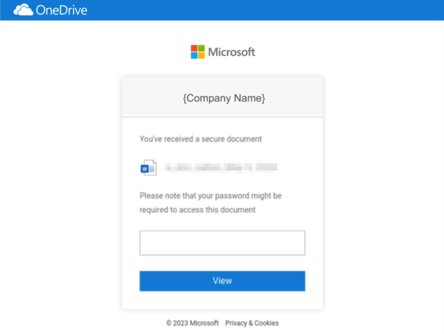 Figure 2: Personalized Microsoft OneDrive Page