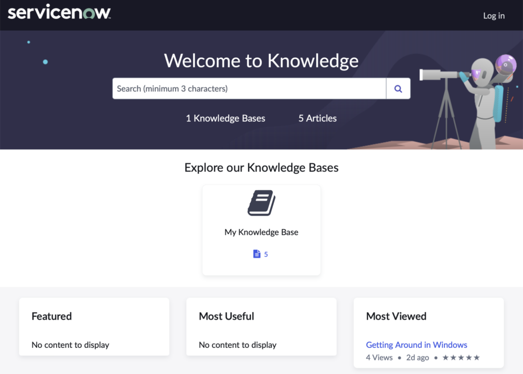 ServiceNow kb_home page